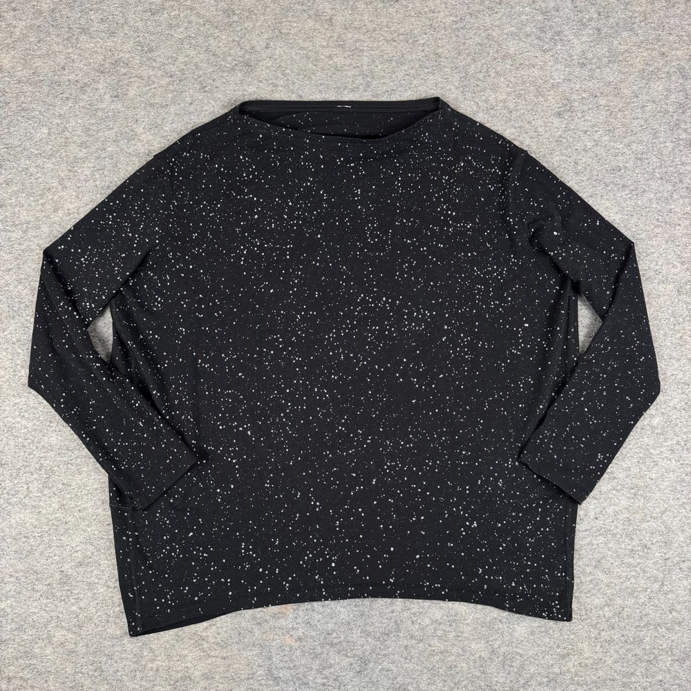 Lululemon Back In Action Long Sleeve W3EG3S Pima‎ Cotton Splatter Black Womens 6